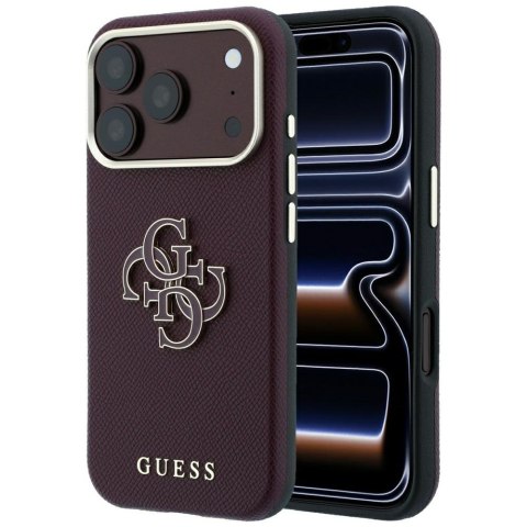 Etui Guess Grained & Big Resin Logo do iPhone 18 Pro Max / 17 Pro Max burgundowy