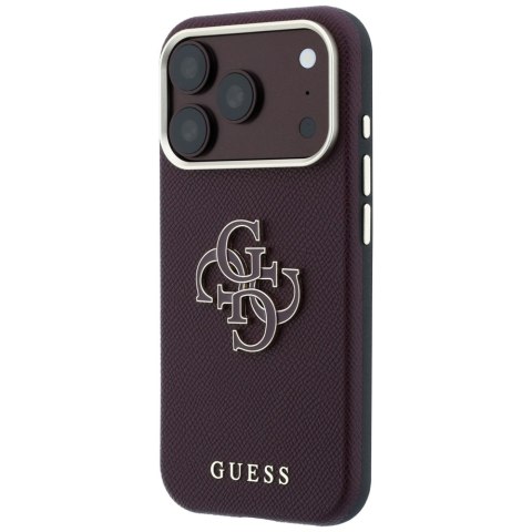Etui Guess Grained & Big Resin Logo do iPhone 18 Pro Max / 17 Pro Max burgundowy