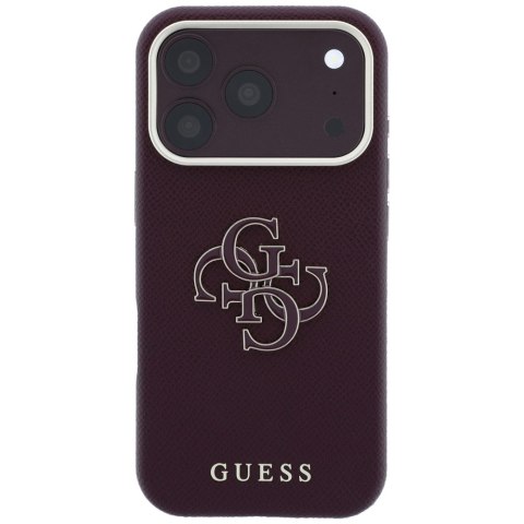 Etui Guess Grained & Big Resin Logo do iPhone 18 Pro Max / 17 Pro Max burgundowy