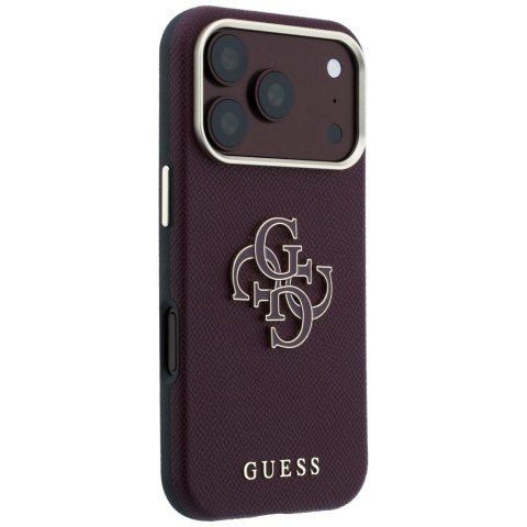 Etui Guess Grained & Big Resin Logo do iPhone 18 Pro Max / 17 Pro Max burgundowy