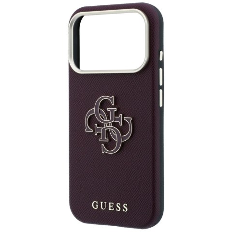 Etui Guess Grained & Big Resin Logo do iPhone 18 Pro Max / 17 Pro Max burgundowy