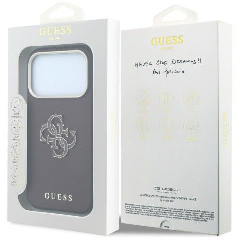 Etui Guess Grained & Big Resin Logo do iPhone 18 Pro Max / 17 Pro Max burgundowy