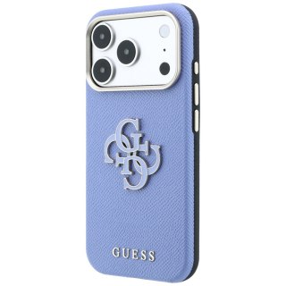 Etui Guess Grained & Big Resin Logo do iPhone 18 Pro Max / 17 Pro Max niebieski