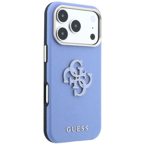 Etui Guess Grained & Big Resin Logo do iPhone 18 Pro Max / 17 Pro Max niebieski