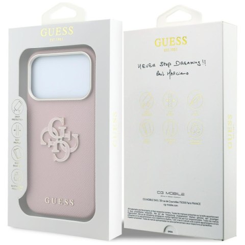 Etui Guess Grained & Big Resin Logo do iPhone 18 Pro Max / 17 Pro Max różowy