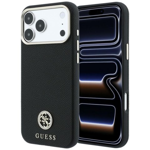 Etui Guess Grained Round Strass Logo MagSafe do iPhone 18 Pro Max / 17 Pro Max czarny