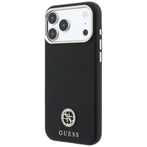 Etui Guess Grained Round Strass Logo MagSafe do iPhone 18 Pro Max / 17 Pro Max czarny