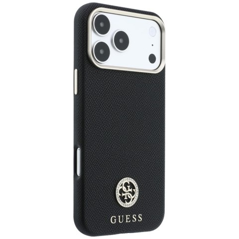 Etui Guess Grained Round Strass Logo MagSafe do iPhone 18 Pro Max / 17 Pro Max czarny