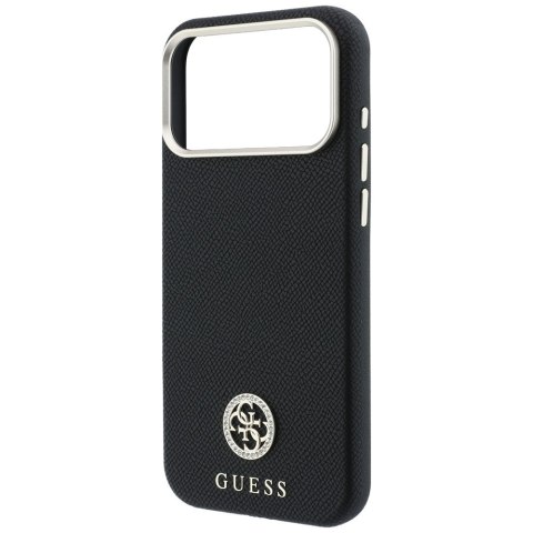 Etui Guess Grained Round Strass Logo MagSafe do iPhone 18 Pro Max / 17 Pro Max czarny