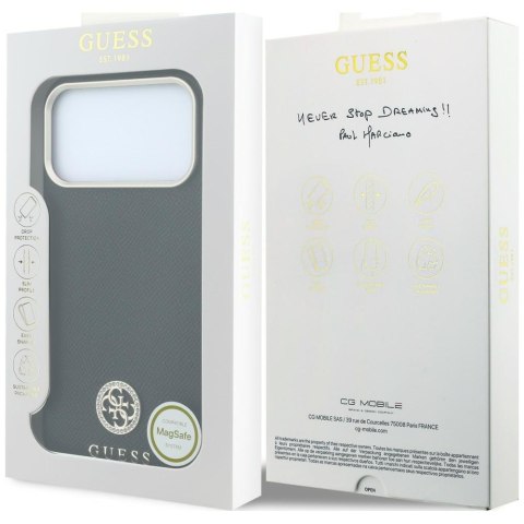 Etui Guess Grained Round Strass Logo MagSafe do iPhone 18 Pro Max / 17 Pro Max czarny