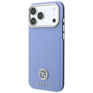Etui Guess Grained Round Strass Logo MagSafe do iPhone 18 Pro Max / 17 Pro Max niebieski