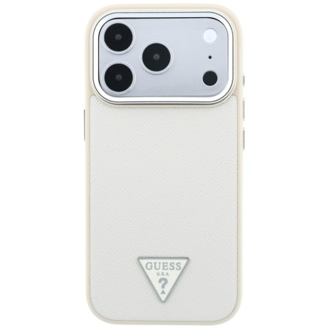 Etui Guess Grained Triangle Logo MagSafe do iPhone 18 Pro / 17 Pro beżowy