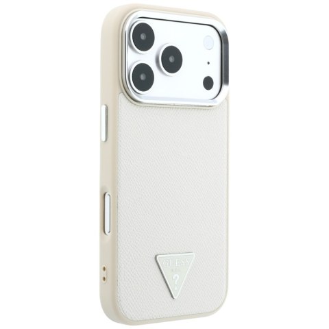 Etui Guess Grained Triangle Logo MagSafe do iPhone 18 Pro Max / 17 Pro Max beżowy