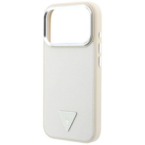 Etui Guess Grained Triangle Logo MagSafe do iPhone 18 Pro Max / 17 Pro Max beżowy