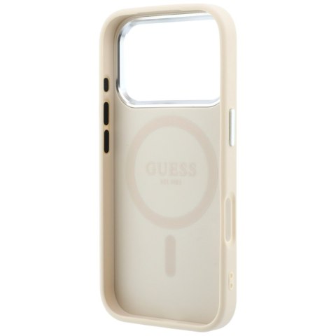 Etui Guess Grained Triangle Logo MagSafe do iPhone 18 Pro Max / 17 Pro Max beżowy