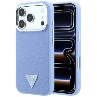 Etui Guess Grained Triangle Logo MagSafe do iPhone 18 Pro Max / 17 Pro Max niebieski