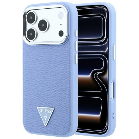 Etui Guess Grained Triangle Logo MagSafe do iPhone 18 Pro Max / 17 Pro Max niebieski