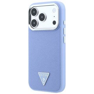 Etui Guess Grained Triangle Logo MagSafe do iPhone 18 Pro Max / 17 Pro Max niebieski
