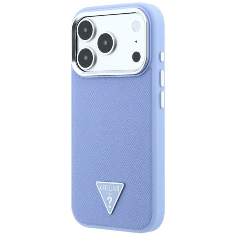 Etui Guess Grained Triangle Logo MagSafe do iPhone 18 Pro Max / 17 Pro Max niebieski