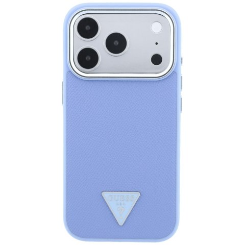 Etui Guess Grained Triangle Logo MagSafe do iPhone 18 Pro Max / 17 Pro Max niebieski