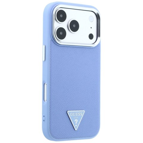 Etui Guess Grained Triangle Logo MagSafe do iPhone 18 Pro Max / 17 Pro Max niebieski