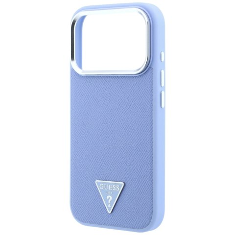 Etui Guess Grained Triangle Logo MagSafe do iPhone 18 Pro Max / 17 Pro Max niebieski
