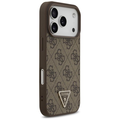 Etui Guess Leather 4G Triangle Strass MagSafe do iPhone 18 Pro / 17 Pro brązowy