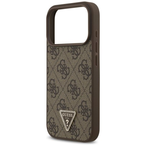 Etui Guess Leather 4G Triangle Strass MagSafe do iPhone 18 Pro / 17 Pro brązowy