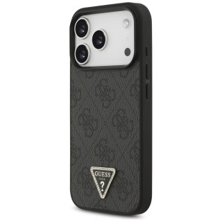 Etui Guess Leather 4G Triangle Strass MagSafe do iPhone 18 Pro / 17 Pro czarny