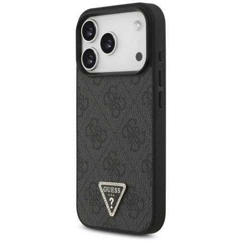 Etui Guess Leather 4G Triangle Strass MagSafe do iPhone 18 Pro / 17 Pro czarny