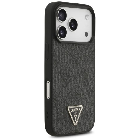 Etui Guess Leather 4G Triangle Strass MagSafe do iPhone 18 Pro / 17 Pro czarny