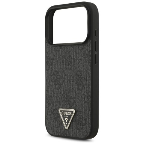 Etui Guess Leather 4G Triangle Strass MagSafe do iPhone 18 Pro / 17 Pro czarny