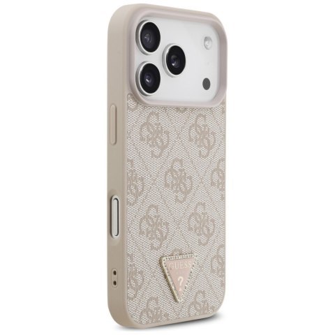 Etui Guess Leather 4G Triangle Strass MagSafe do iPhone 18 Pro / 17 Pro różowy