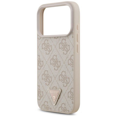 Etui Guess Leather 4G Triangle Strass MagSafe do iPhone 18 Pro / 17 Pro różowy