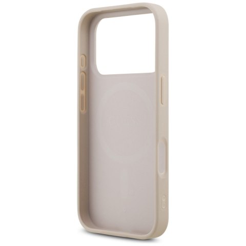 Etui Guess Leather 4G Triangle Strass MagSafe do iPhone 18 Pro / 17 Pro różowy
