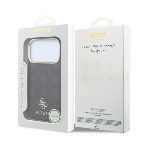 Etui Guess Peony 4G Small Logo MagSafe do iPhone 18 Pro Max / 17 Pro Max burgundowy