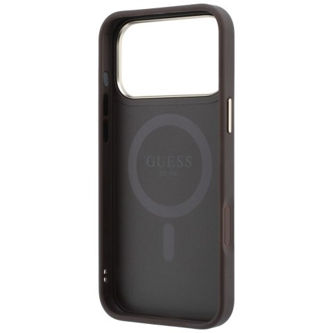Etui Guess Ring Stand 360 4G Classic Logo MagSafe do iPhone 18 Pro / 17 Pro brązowy