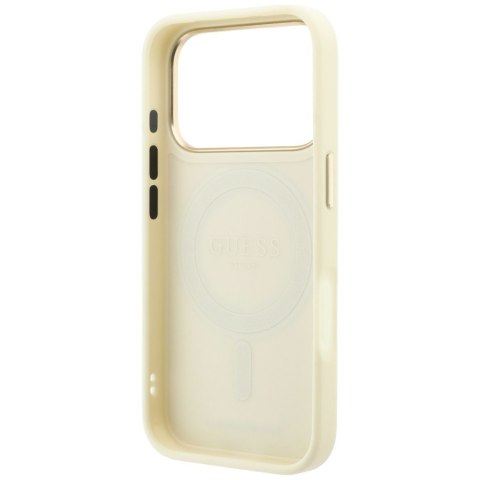Etui Guess Ring Stand 360 Grained Classic Logo MagSafe do iPhone 18 Pro Max / 17 Pro Max beżowy
