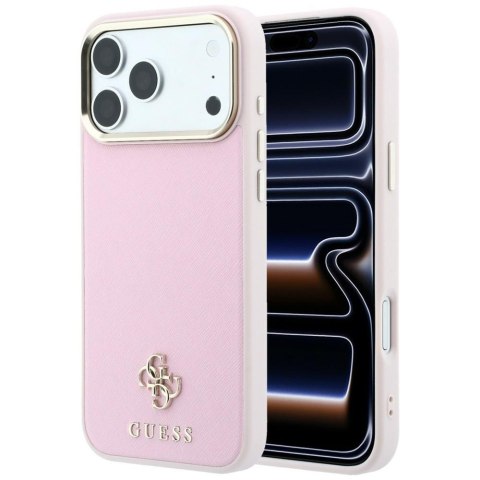 Etui Guess Saffiano Small 4G & Classic Logo MagSafe do iPhone 18 Pro Max / 17 Pro Max różowy