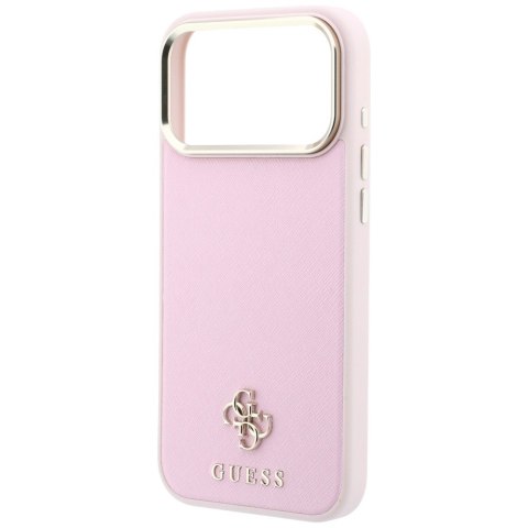 Etui Guess Saffiano Small 4G & Classic Logo MagSafe do iPhone 18 Pro Max / 17 Pro Max różowy