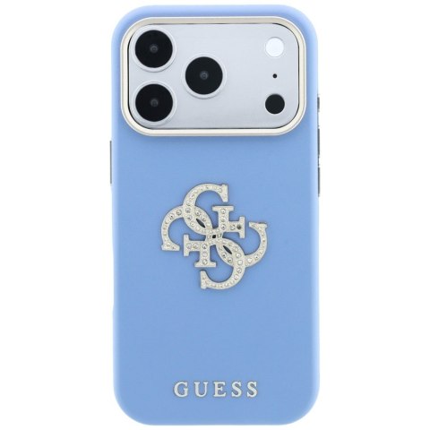 Etui Guess Smooth & Big Strass Logo do iPhone 18 Pro / 17 Pro niebieski