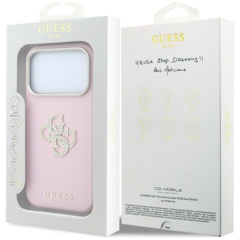 Etui Guess Smooth & Big Strass Logo do iPhone 18 Pro / 17 Pro różowy