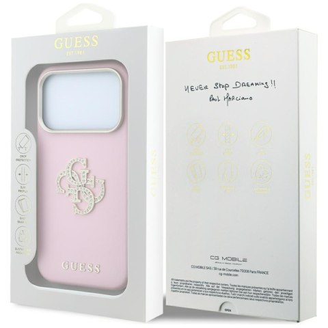 Etui Guess Smooth & Big Strass Logo do iPhone 18 Pro Max / 17 Pro Max różowy