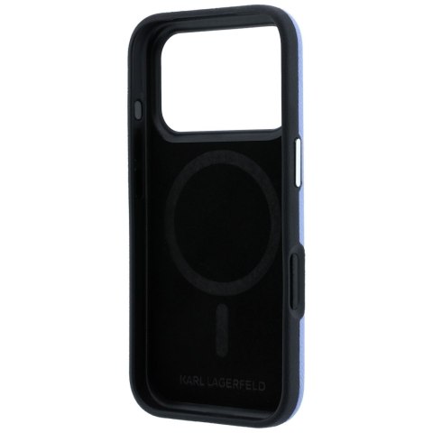 Etui Karl Lagerfeld Grained Embossed Ring & Kameo Logo MagSafe do iPhone 18 Pro / 17 Pro jasnoniebieski
