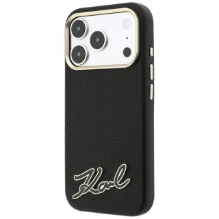 Etui Karl Lagerfeld Grained with Resin Signature Logo MagSafe do iPhone 18 Pro / 17 Pro czarny