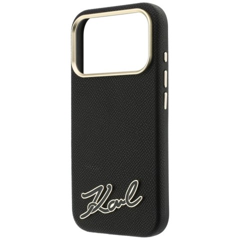 Etui Karl Lagerfeld Grained with Resin Signature Logo MagSafe do iPhone 18 Pro / 17 Pro czarny