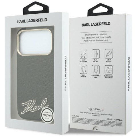 Etui Karl Lagerfeld Grained with Resin Signature Logo MagSafe do iPhone 18 Pro / 17 Pro czarny