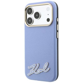 Etui Karl Lagerfeld Grained with Resin Signature Logo MagSafe do iPhone 18 Pro / 17 Pro jasnoniebieski