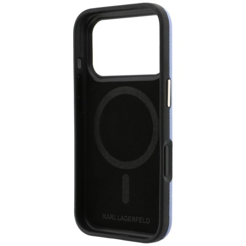 Etui Karl Lagerfeld Grained with Resin Signature Logo MagSafe do iPhone 18 Pro / 17 Pro jasnoniebieski