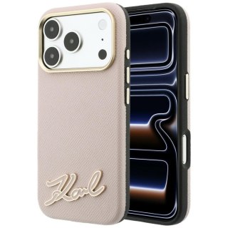 Etui Karl Lagerfeld Grained with Resin Signature Logo MagSafe do iPhone 18 Pro / 17 Pro różowy